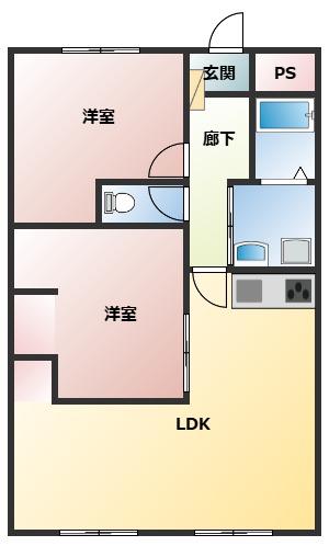 ピボットマンション池下(2LDK/3階)の間取り写真