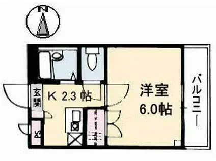 ハッピーハイツ今(1K/1階)の間取り写真