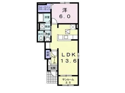 ラ メール デ ゼトワールII(1LDK/1階)の間取り写真