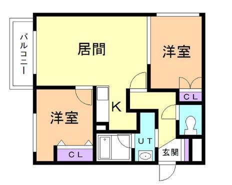 JMMS新光参番館(2LDK/4階)の間取り写真