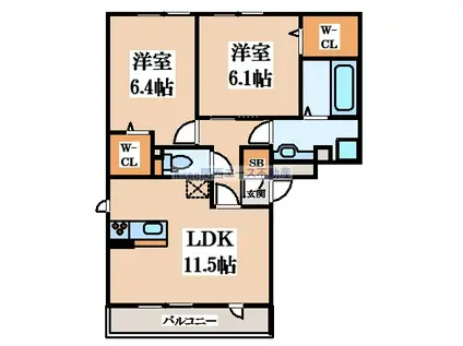 ステラ平野屋(2LDK/1階)の間取り写真