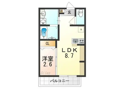 ジーイーオンズ(1LDK/4階)の間取り写真