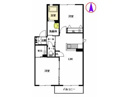 スリーゼ  I棟(2LDK/2階)の間取り写真