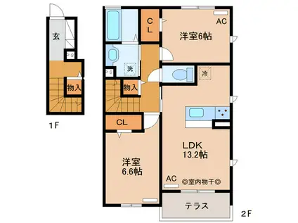 シルフィッド S(2LDK/1階)の間取り写真