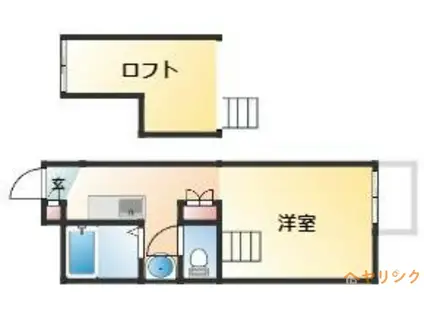 グリーンリバー(1K/2階)の間取り写真