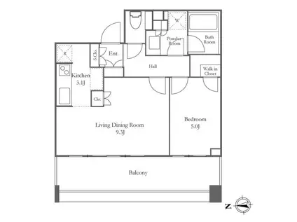 白金ザ・スカイ イースト(1LDK/12階)の間取り写真