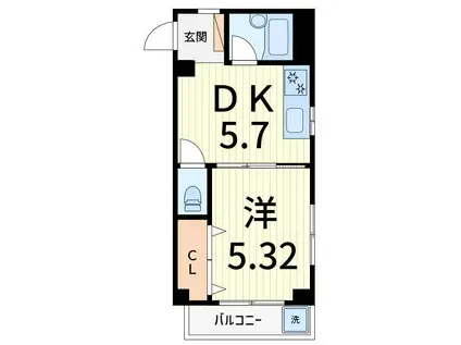 YSマンション(1DK/1階)の間取り写真