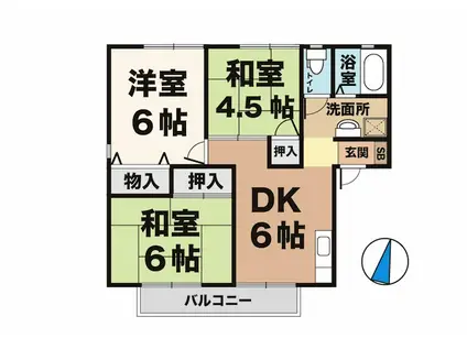 エステート桃山2(3DK/2階)の間取り写真