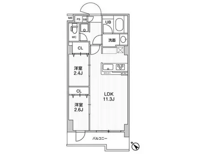 ドゥーエ曳舟(2LDK/2階)の間取り写真