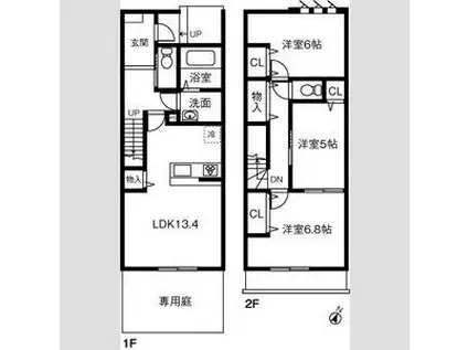 グランファミール(3LDK/1階)の間取り写真