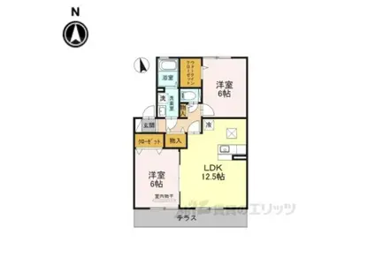 MAEDE TOWN B棟(2LDK/2階)の間取り写真