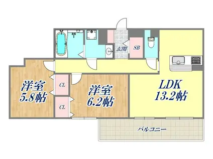 ブライトガーデン(2LDK/1階)の間取り写真