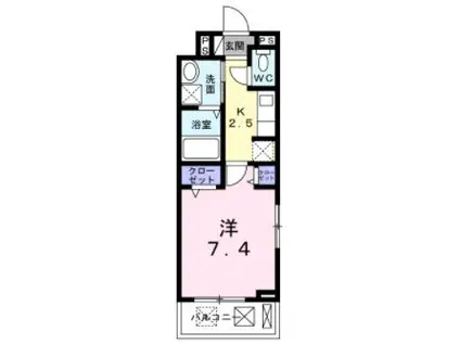 エクイティIII(1K/2階)の間取り写真