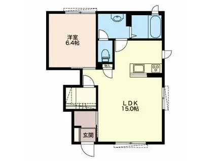クレセオ花水木(1LDK/1階)の間取り写真