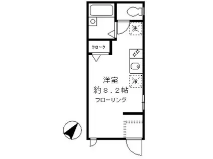 中目黒1丁目(ワンルーム/1階)の間取り写真