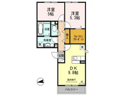 グランドソレイユ(2LDK/2階)の間取り写真