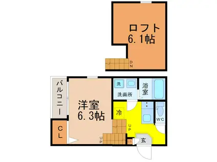 PLAGE SOTOSHINCHO(1K/2階)の間取り写真