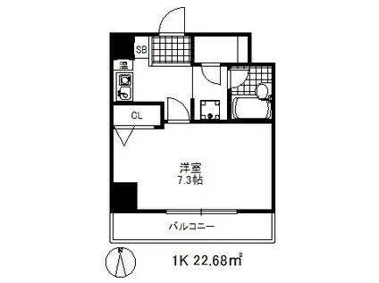 アスティオス湊川(1K/5階)の間取り写真