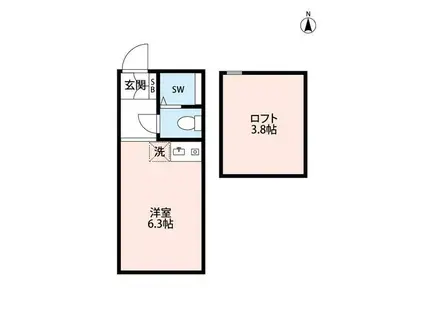 ユナイト和田町ロートレック・オペラ(ワンルーム/2階)の間取り写真