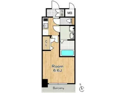 レジュールアッシュTAISHO LEGANT(1K/6階)の間取り写真