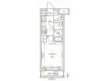 ヴォーガコルテ旗の台(1K/1階)の間取り写真