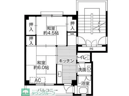 ビレッジハウス秩父2号棟(2K/4階)の間取り写真