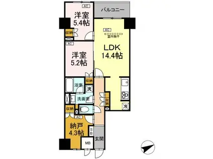 サンジョイアゼロ(2LDK/4階)の間取り写真