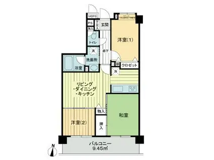 ライオンズマンション中野島(3LDK/3階)の間取り写真