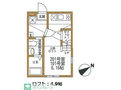 ハーミットクラブハウス常盤公園(ワンルーム/1階)の間取り写真