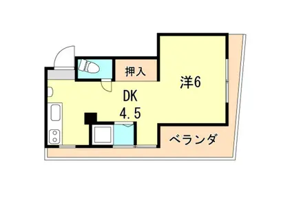 東須磨八木マンション(1DK/4階)の間取り写真