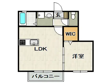 サカセ川ハイツC(1LDK/2階)の間取り写真