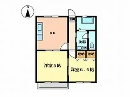 カーム1A棟(2DK/2階)の間取り写真