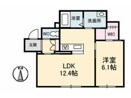 グランマスト西崎 B棟(1LDK/1階)の間取り写真