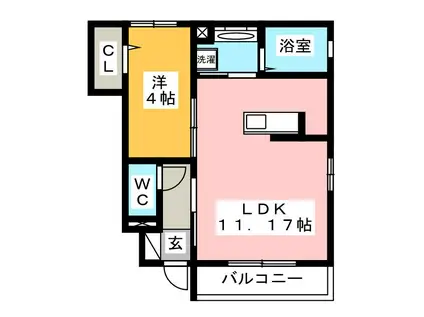 UPLAND(1LDK/1階)の間取り写真