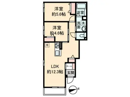 ROSE COURT C(2LDK/1階)の間取り写真