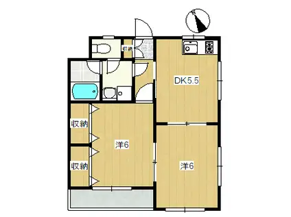 シールート狛江(2DK/1階)の間取り写真