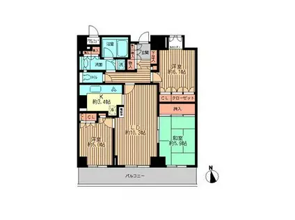 リーデンスタワー(3LDK/25階)の間取り写真