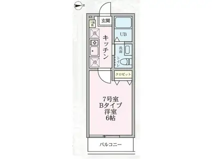 ジョイヒロック(1K/2階)の間取り写真