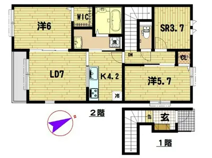 アムール久喜A棟(2SLDK/2階)の間取り写真