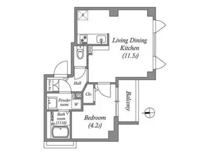 GMTENJIMBASHI(1LDK/2階)の間取り写真