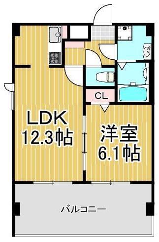 ペアパレス六町環七北通(1LDK/5階)の間取り写真