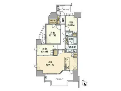 アネシア藤が丘ザ・テラス(3LDK/6階)の間取り写真