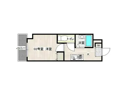 モアフィールド箱崎II(1K/11階)の間取り写真