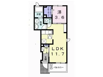 コンフォーティア弐番館(1LDK/1階)の間取り写真