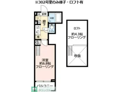 グランクオール青井イースト(1K/2階)の間取り写真