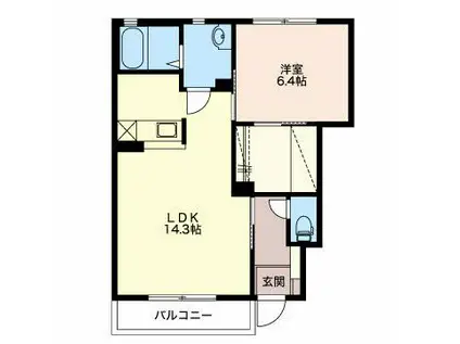 シャーメゾン愛宕町(1LDK/1階)の間取り写真