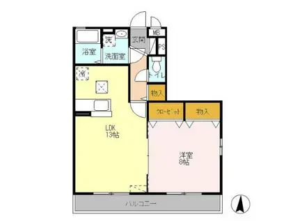 ソルティネーゼカシマ(1LDK/1階)の間取り写真