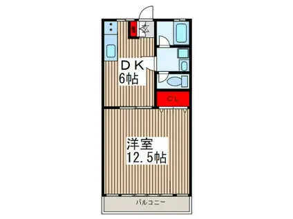 谷島ビル(1DK/2階)の間取り写真