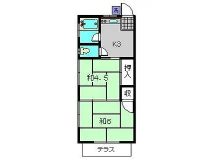 富士見荘(2K/1階)の間取り写真