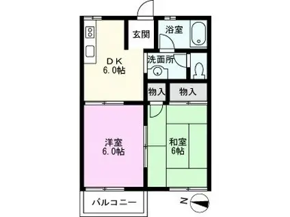 マ・メゾンI(2DK/2階)の間取り写真